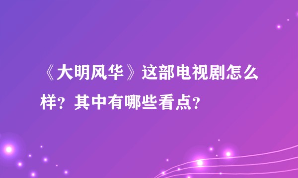 《大明风华》这部电视剧怎么样?其中有哪些看点?