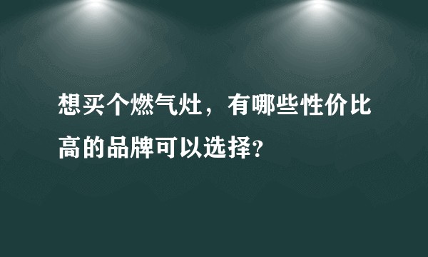 想买个燃气灶，有哪些性价比高的品牌可以选择？