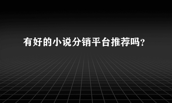 有好的小说分销平台推荐吗？
