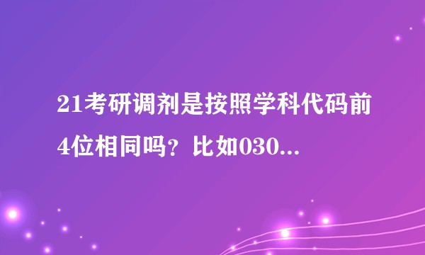 21考研调剂是按照学科代码前4位相同吗？比如030501调到030502？