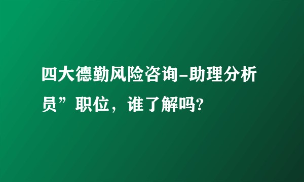 四大德勤风险咨询-助理分析员”职位,谁了解吗?