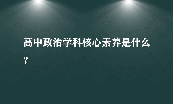 高中政治学科核心素养是什么？