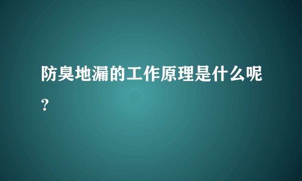 防臭地漏的工作原理是什么呢？
