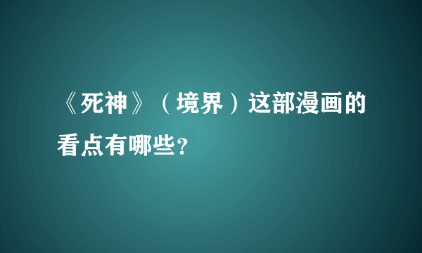 《死神》（境界）这部漫画的看点有哪些？