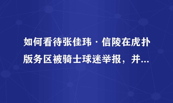 如何看待张佳玮·信陵在虎扑版务区被骑士球迷举报，并且举报成功的事情？