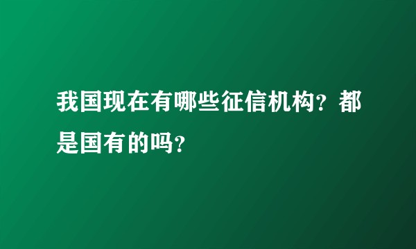 我国现在有哪些征信机构？都是国有的吗？