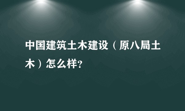 中国建筑土木建设（原八局土木）怎么样？