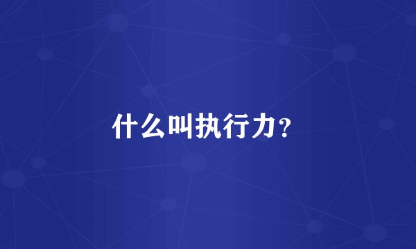 什么叫执行力?
