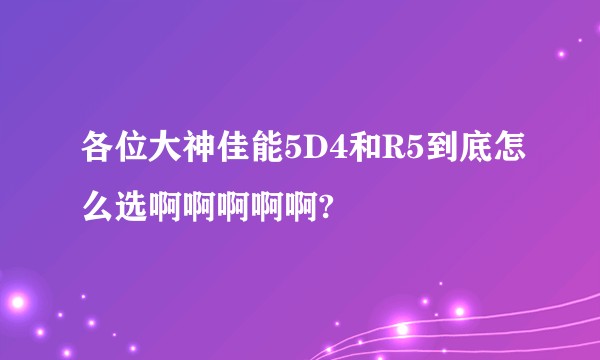 各位大神佳能5D4和R5到底怎么选啊啊啊啊啊?