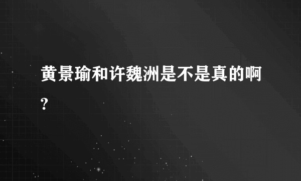 黄景瑜和许魏洲是不是真的啊?