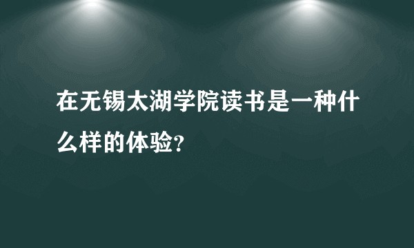 在无锡太湖学院读书是一种什么样的体验?