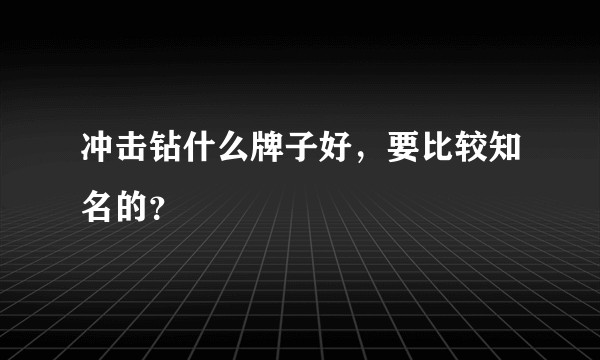 冲击钻什么牌子好,要比较知名的?