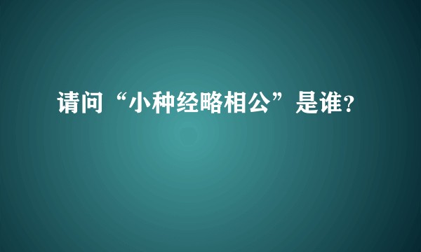 请问“小种经略相公”是谁？