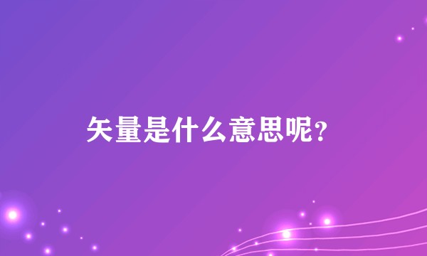 矢量是什么意思呢？
