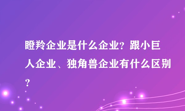 瞪羚企业是什么企业？跟小巨人企业、独角兽企业有什么区别？