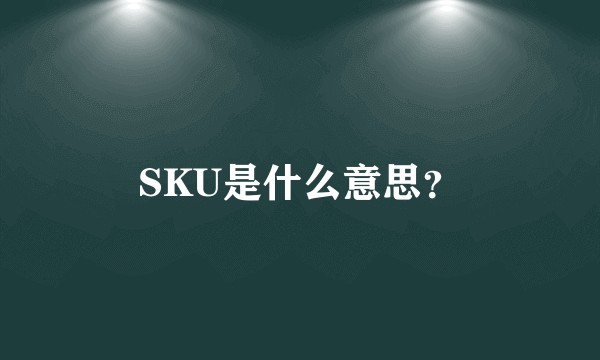 SKU是什么意思？