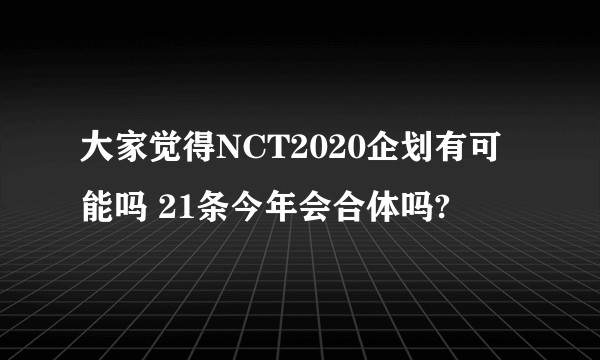大家觉得NCT2020企划有可能吗 21条今年会合体吗?