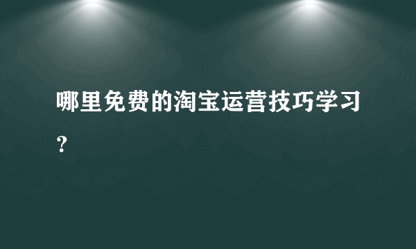哪里免费的淘宝运营技巧学习?