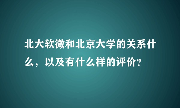 北大软微和北京大学的关系什么，以及有什么样的评价？
