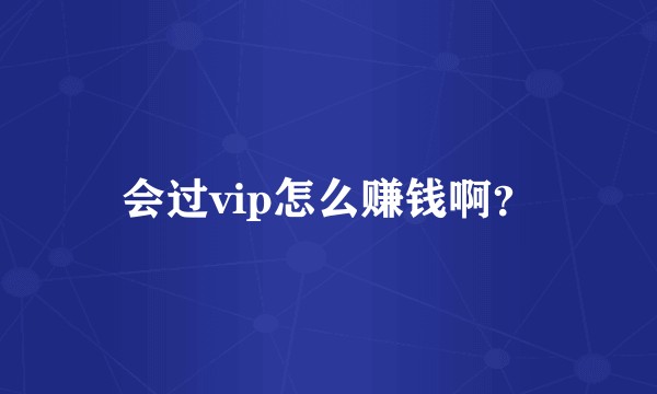 会过vip怎么赚钱啊？