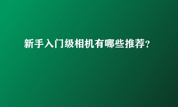 新手入门级相机有哪些推荐?