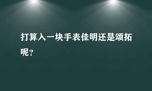 打算入一块手表佳明还是颂拓呢?