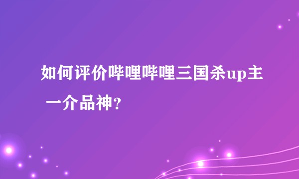 如何评价哔哩哔哩三国杀up主 一介品神？